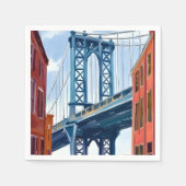 Serviette En Papier Manhattan Bridge New York City Peinture (Devant)