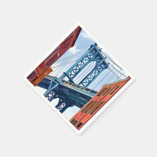 Serviette En Papier Manhattan Bridge New York City Peinture (Coin)