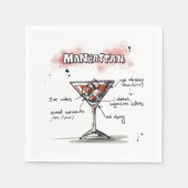 Serviette En Papier Manhattan Drink Recette Cocktail Napkin (Devant)
