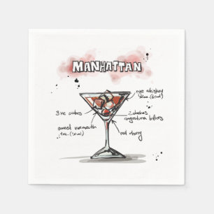 Serviette En Papier Manhattan Drink Recette Cocktail Napkin
