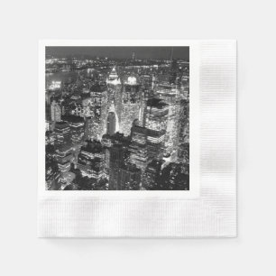 Serviette En Papier Manhattan New York nuit Noir et blanc