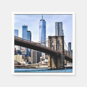 Serviette En Papier Manhattan, photo de la ville avec gratte-ciel
