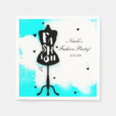 Serviette En Papier Mannequin Stand MODE Aqua & Blanc avec Coeurs (Devant)