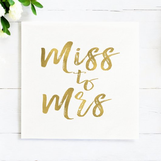 Serviette En Papier Manque à Mme Fête des mariées Gold Foil Script