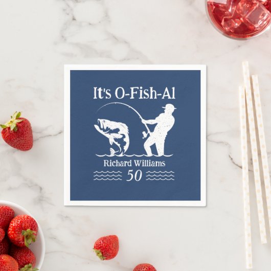 Serviette En Papier Man's It's O-fish-al Fisherman 50ème anniversaire (En situation)