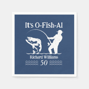 Serviette En Papier Man's It's O-fish-al Fisherman 50ème anniversaire 
