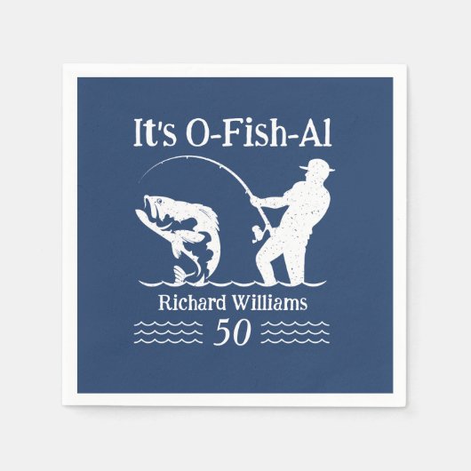 Serviette En Papier Man's It's O-fish-al Fisherman 50ème anniversaire (Devant)
