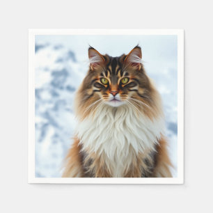 Serviette En Papier Manteau de Maine Coon dans un portrait sauvage de