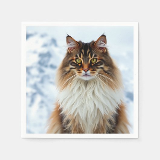 Serviette En Papier Manteau de Maine Coon dans un portrait sauvage de (Devant)