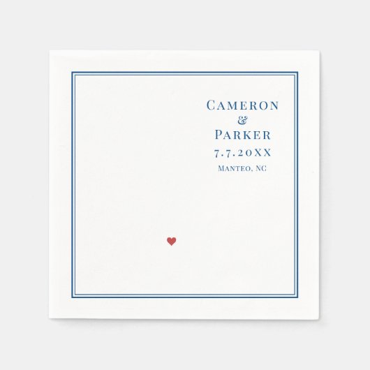 Serviette En Papier Manteo NC Outer Banks OBX Marine Mariage élégant (Devant)