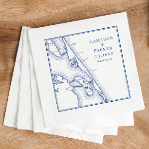 Serviette En Papier Manteo NC Outer Banks OBX Marine Mariage élégant