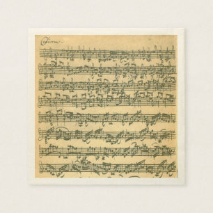 Serviette En Papier Manuscrit de musique de violon de Bach Chaconne