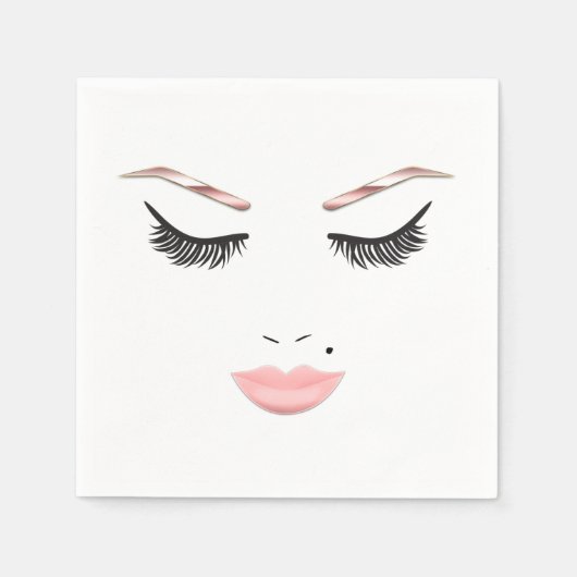Serviette En Papier Maquillage or rose visage sourcils lèvres glam bea (Devant)