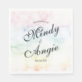 Serviette En Papier Marble Rainbow Gay Script Wedding (Devant)