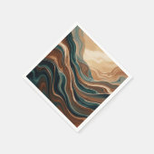 Serviette En Papier Marbre Abstrait Fluide Brun Sarcelle (Coin)