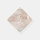 Serviette En Papier Marbre Abstrait moderne monogramme (Coin)