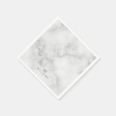 Serviette En Papier Marbre blanc avec monogramme et nom personnalisés (Coin)