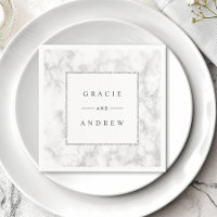 Marbre blanc moderne papier Mariage Parties scinti