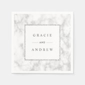 Serviette En Papier Marbre blanc moderne papier Mariage Parties scinti (Devant)