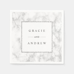 Serviette En Papier Marbre blanc moderne papier Mariage Parties scinti