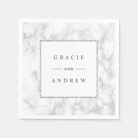 Serviette En Papier Marbre blanc moderne papier Mariage Parties scinti (Devant)