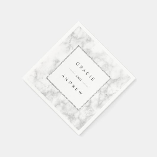 Serviette En Papier Marbre blanc moderne papier Mariage Parties scinti (Coin)