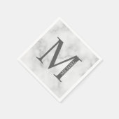 Serviette En Papier Marbre blanc Monogramme personnalisé et nom (Coin)