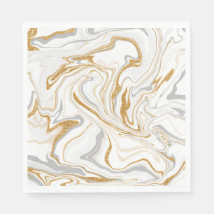 Serviette En Papier Marbre blanc, or et gris comme des persiennes Flui