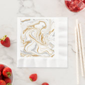 Serviette En Papier Marbre blanc, or et gris comme des persiennes Flui (En situation)
