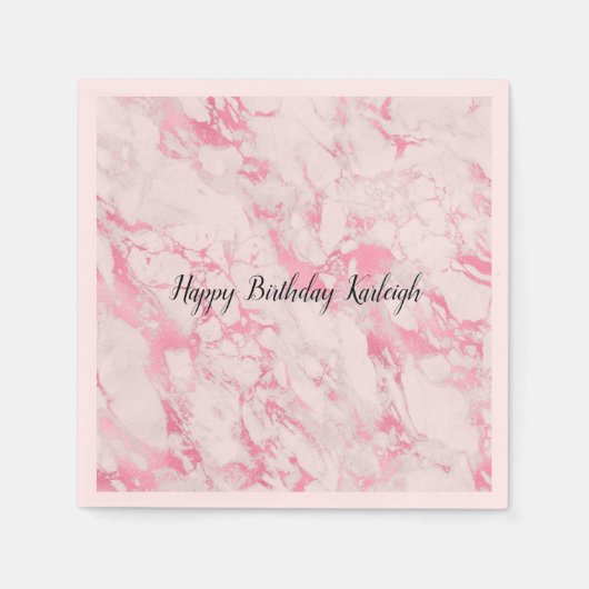 Serviette En Papier Marbre blanc rose (Devant)