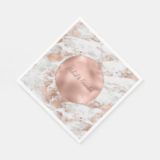 Serviette En Papier Marbre blanc rose Gold Glitz (Coin)