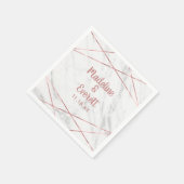 Serviette En Papier Marbre blanc Rose Gold Triangle Mariage Monogramme (Coin)
