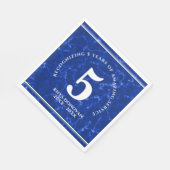 Serviette En Papier Marbre Bleu Élégant 5 ans de travail Anniversaire (Coin)