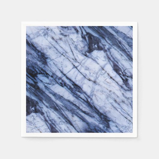Serviette En Papier Marbre bleu et blanc pierre roche tourbillon chic  (Devant)