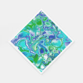 Serviette En Papier Marbre bleu et vert Fluid Art Abstrait (Coin)