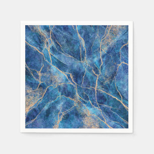 Serviette En Papier Marbre bleu or assez