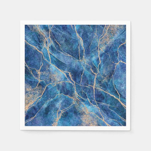 Serviette En Papier Marbre bleu or assez (Devant)