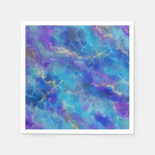 Serviette En Papier Marbre bleu, or et violet (Devant)