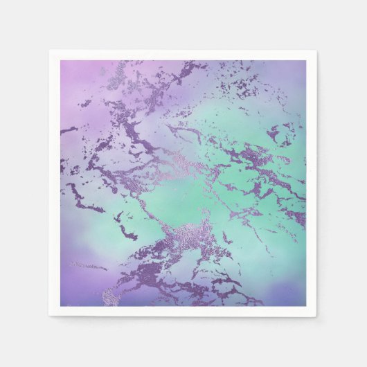 Serviette En Papier Marbre chic | Lavande violet et vert menthe (Devant)