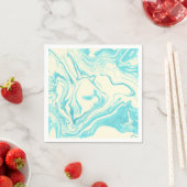 Serviette En Papier Marbre cool design en Turquoise et Crème (En situation)