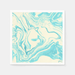 Serviette En Papier Marbre cool design en Turquoise et Crème