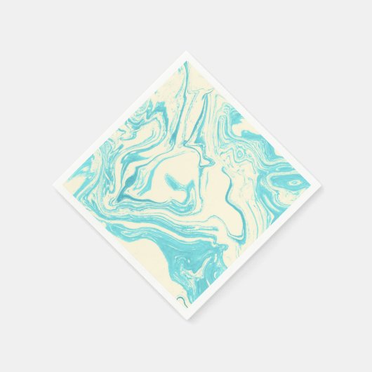 Serviette En Papier Marbre cool design en Turquoise et Crème (Coin)