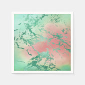 Serviette En Papier Marbre cool | Jolie Pastel Coral et Green Ombre (Devant)