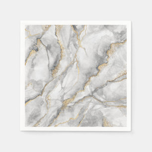 Serviette En Papier Marbre d'argent blanc or assez