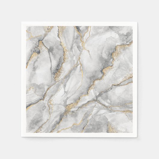 Serviette En Papier Marbre d'argent blanc or assez (Devant)