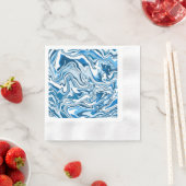 Serviette En Papier Marbre d'art fluides bleu et blanc (En situation)