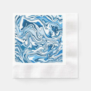 Serviette En Papier Marbre d'art fluides bleu et blanc