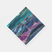 Serviette En Papier Marbre de Parties scintillant bleu bleu turquoise (Coin)