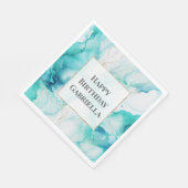 Serviette En Papier Marbre d'encre or Mint Aqua (Coin)