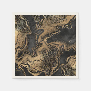 Serviette En Papier Marbre d'or noir assez
